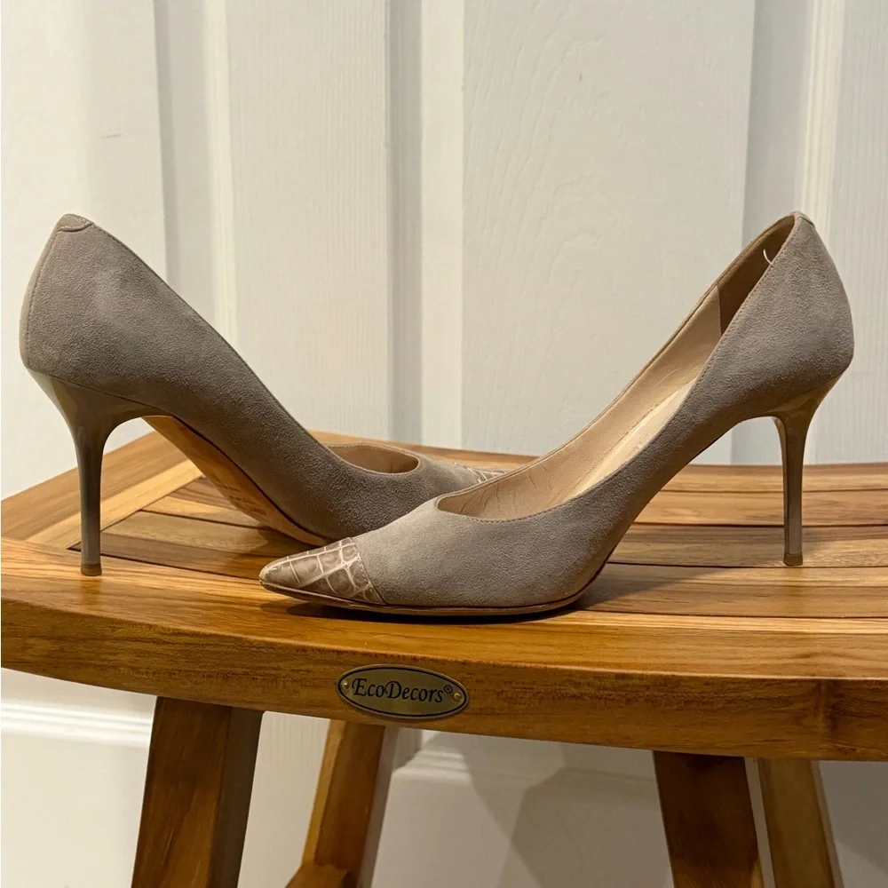 Authentic Jimmy Choo suede heels w/ Croc-Embossed toes 36.5